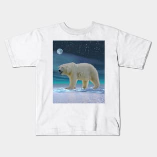 Polar Bear in Moonlight Kids T-Shirt